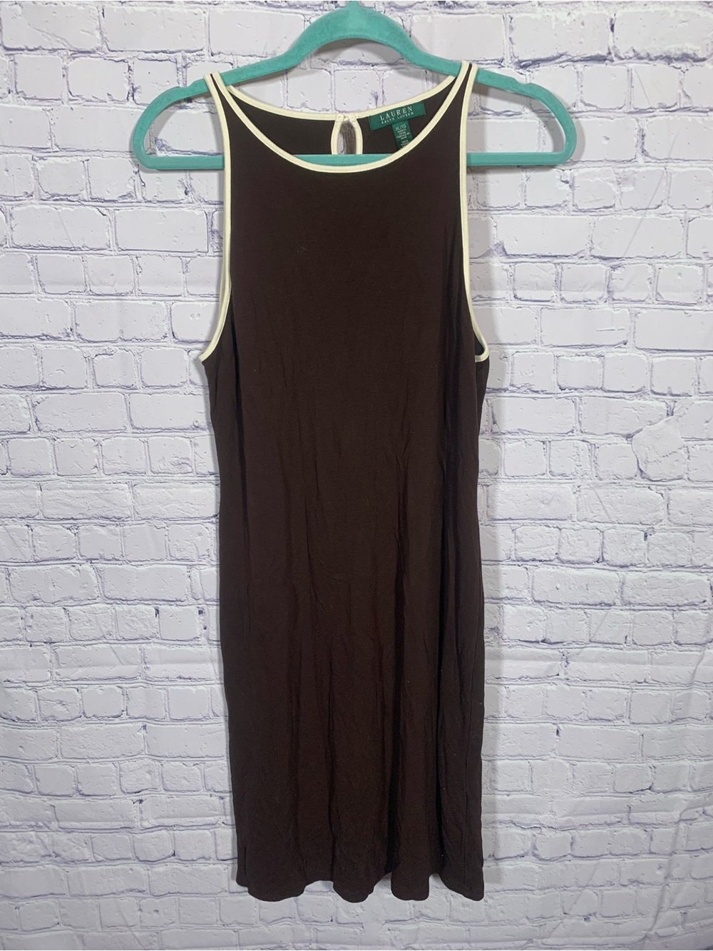 Lauren Ralph Lauren Womens Sleeveless Knee Length Dress Brown Size XL Preppy